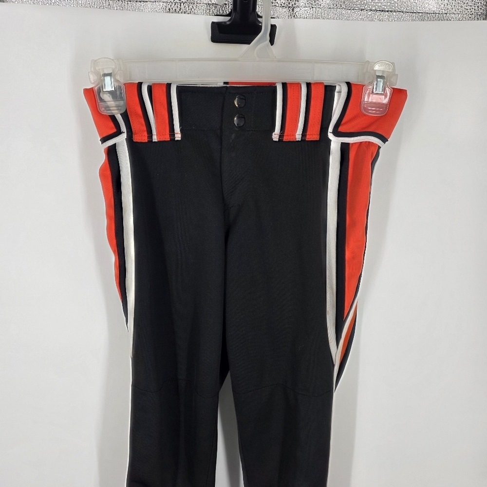 Boombah Softball Pants Mens Womens 28 Black Orange White Striped Padded Athletic - Picture 8 of 9